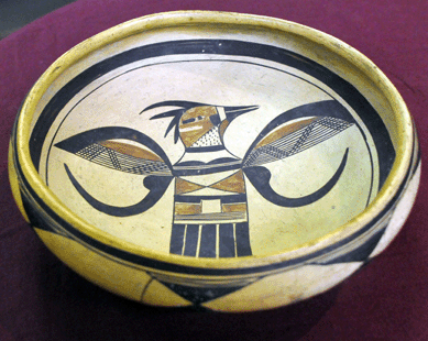 The Hopi low bowl, attributed to Nampeyo, circa 1900 and measuring 10 inches across, brought $9,200.
