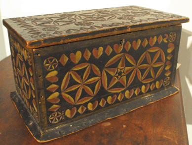 Folky items did especially well, with a small painted and carved document box, recently picked from an Augusta home, selling at $11,000.