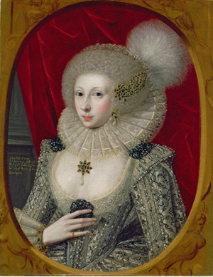 Hearst favored portraits over landscapes or still lifes in paintings, as exemplified by "Portrait of a Woman, Possibly Frances Cotton of Boughton Castle, Northamptonshire,†circa 1605‱5, attributed to Robert Peake, which hung in St Donnat's. "The bewitching expression of the sitter and the red drapery play off against the combination of whites, bluish grays and black diamonds that are at one with the icy character of British portraiture in its most mannered late phase,†comments curator Levkoff. Yale Center for British Art, Paul Mellon Collection.