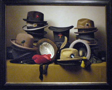 Steven Levin, "29 Hats,†oil on canvas. The painting sold opening night at the booth of Arcadia Fine Art, New York City.