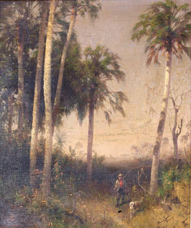 The top lot of the sale was this Florida landscape painting with figures by German-born American artist Hermann Herzog that attained $80,500.
