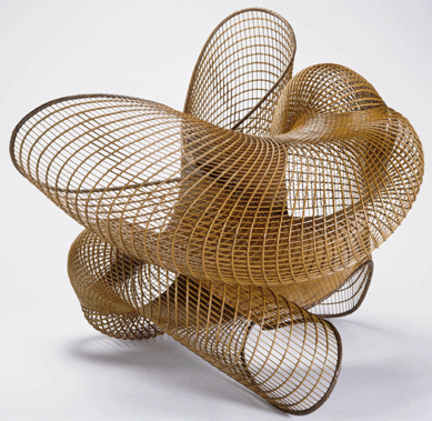 Honda Syoryu, "Spring,†2001, bamboo, metal, pleated, wrapped, 18½ by 24 by 21 inches. Museum purchase with funds provided by Barbara and Eric Dobkin, 2001.