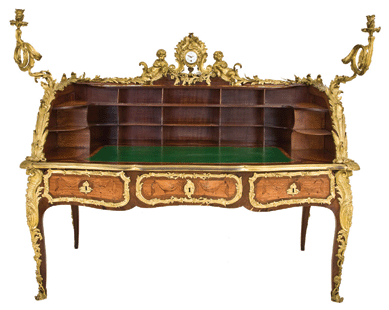 This Louis XV ormolu-mounted bureau plat brought $109,250.