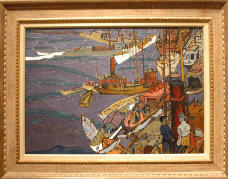 Stuart Davis, "Harbor Scene,†1914, oil on canvas, 26 by 38 inches. Bernard Goldberg Fine Arts, New York City