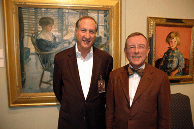 Howard Godel, Godel & Co., and Michael Quick, a leading George Inness scholar, chatting at the gala.
