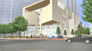 This rendering of The Mint Museum's new facility in Center City Charlotte is in the exhibition highlighting the museum's expansion.