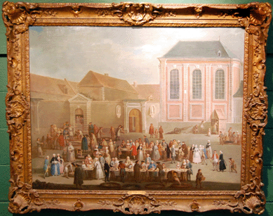 "The Open Air Market,†an oil on canvas by Antoine Francois Saint Aubert, signed and dated "St Aubert 1756,†had been part of the Forsyth Wickes collection and realized $20,700.