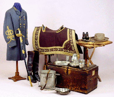 After the war, uniforms, swords, scabbards, boots, binoculars and other accoutrements of Southern leaders, particularly those that had belonged to Lee, shown here, were prized reminders to Southerners of the Lost Cause. Museum of the Confederacy.