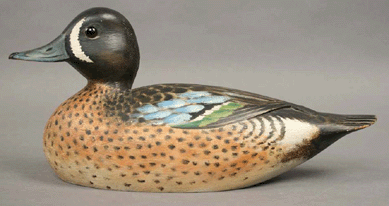 Elmer Crowell decoys are still bringing high prices; this blue-wing teal drake sold for $109,250.