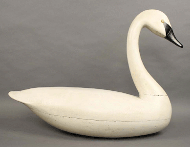 A rare hollow carved swan by Charles Birch, consigned by the Maryland Historical Society, sold for $92,000, an auction record for the carver.