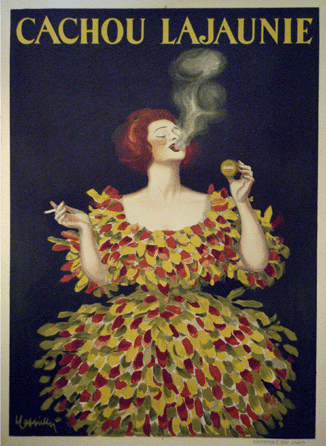 A circa 1920s poster by Cappiello for an after-smoke mint at Samuel Owen Gallery, Stamford, Conn.