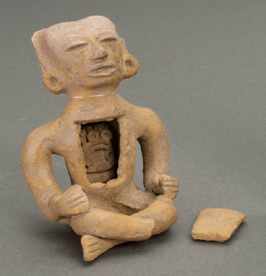 Warrior with removable chest, ceramic, 300‶00, Teotihuacán culture, Mexico.