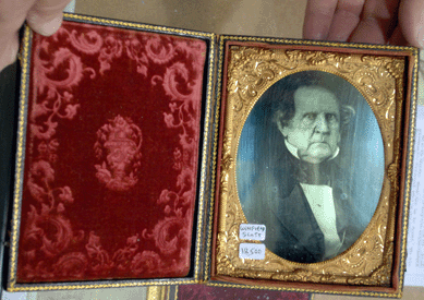 Rex Stark, Gardner, Mass., showed this circa 1850‵5 half-plate daguerreotype of General Winfield Scott, marked at $18,500.