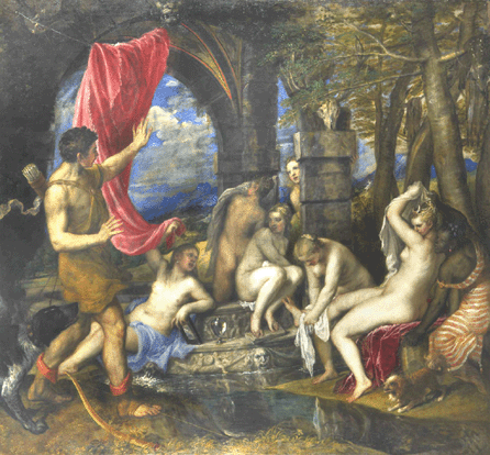 Titian, "Diana and Actaeon,†1556‵9, oil on canvas, 72 5/8 by 79 5/8 inches. Acquired jointly by the National Gallery London and the National Galleries of Scotland with the assistance of the Scottish government, the National Heritage Memorial Fund, the Monument Trust, the Art Fund and through public appeal 2008.