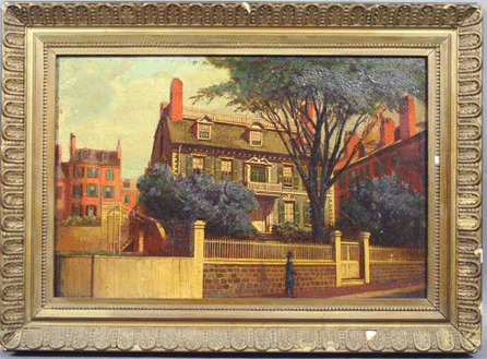 Charles Furneaux (American, 1835‱913), circa 1859 painting of the Hancock House, demolished in 1863, on Beacon Street, Boston.