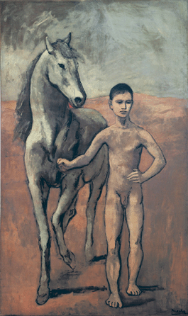 Pablo Picasso, "Boy Leading a Horse,†1906, oil on canvas, 7 feet 2 7/8 inches by 51 5/8 inches. The Museum of Modern Art, New York. The William S. Paley Collection. ©2009 Estate of Pablo Picasso/Artists Rights Society (ARS), New York.