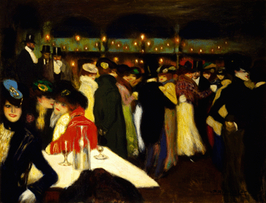 Pablo Picasso, "Le Moulin de la Galette,†Autumn 1900, oil on canvas, 34¾ by 45½ inches. Solomon R. Guggenheim Museum, New York, Thannhauser collection, gift, Justin K. Thannhauser, 1978.