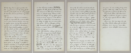 Written in Abraham Lincoln's bold, clear hand on four large sheets of paper, his original, handwritten reelection speech sold for $3.44 million to an anonymous phone bidder on the bicentennial of Lincoln's birthday, February 12. The speech was delivered at the White House on November 10, 1864, immediately after his reelection to a second term as president. 