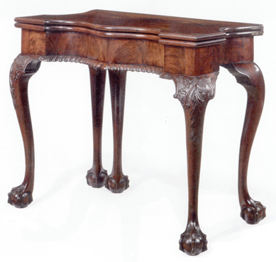 "Beekman‭style New York Chippendale carved mahogany five-legged card table went to Manhattan dealer Leigh Keno for $254,500 ($100/150,000).