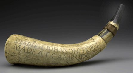 William Hovey, powder horn, 1775. Yale University Art Gallery, bequest of Janet Smith Johnson in memory of her husband, Frederick Morgan Johnson.