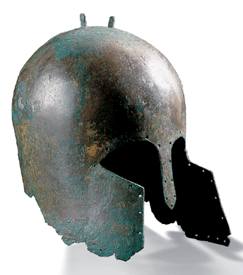 Etruscan helmet dating to the middle of the Seventh Century BC.