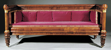 The top selling piece of furniture was an American classical gilt bronze-mounted mahogany box sofa, early Nineteenth Century, probably New York, at $12,337.