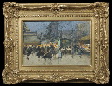 The top painting in the sale was Eugene Galien Laloue's (French, 1854‱941) "La Porte Saint Denis, Paris,†a watercolor and gouache, that went out at $13,200.