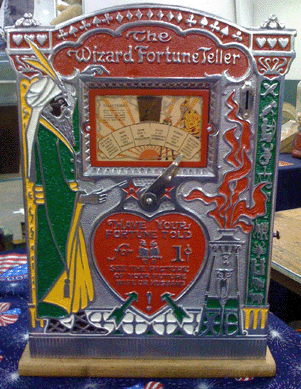 Mills Wizard Fortune Teller coin-op machine, 1915, $2,700, at Donna Galletti and Joe Telinbacco. 