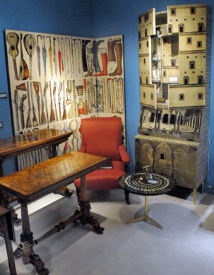 The "Architettura†secretary by Gio Ponti and decorated by Piero Fornasetti was $130,000 in the booth of Holly Johnson, Cheshire, UK.