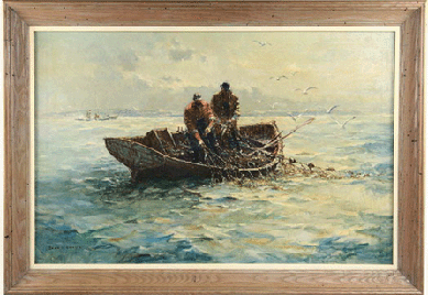 This Jack Lorimer Gray (1927‱981) painting of two fisherman realized $46,000.