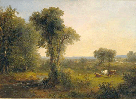 Asher Brown Durand (1796‱886), "View in the Catskill Mountains,†1864, oil on canvas, 13 by 19 inches. Collections of Dr Michel Hersen and Victoria Hersen. ⁐aul Foster photo