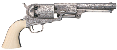 Custom engraved Colt Hartford English dragoon percussion revolver sold at $6,900.