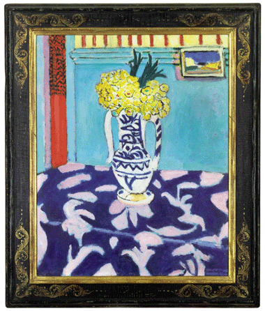 Henri Matisse (1869‱954), "Les Coucous, Tapis Bleu et Rose,†1911, oil on canvas, 31 7/8  by 25 2/3  inches, sold for $46,457,480 (world record for the artist at auction).