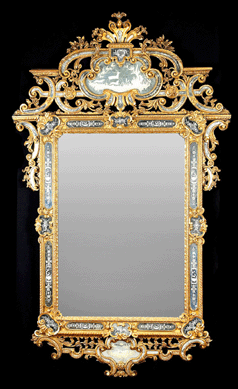 Made in Naples, a mid-Nineteenth Century Italian rococo-style giltwood and etched mirror realized $30,500.