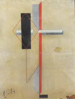 A telephone bidder claimed the El Lissitzky gouache abstract "Proun†for $5,078.