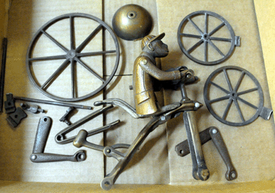 Bronze patterns for toys that contained enough parts to assemble a toy also did well, with a Monkey on Tricycle leaving the auction block at $2,464.