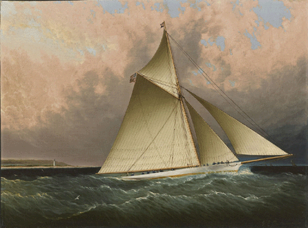 James E. Buttersworth (1817‱894), "Volunteer Racing off Sandy Hook.†Mystic Seaport collection.