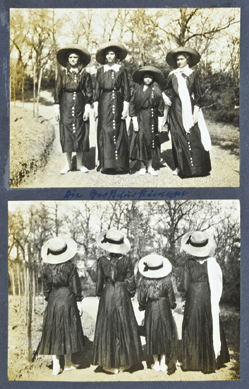 A Romanov family album of informal photographs by the Grand Duchess Eleonor of Hesse and the Rhine of the tsar's family consists of family group portraits such as the tsar's daughters, members of the imperial family playing tennis and even dressed as Cossacks. The 89 silver gelatin prints of intimate group portraits, dated April⁍ay 1912 (two shown), were estimated $800․1,000, but were bid up to $25,750.