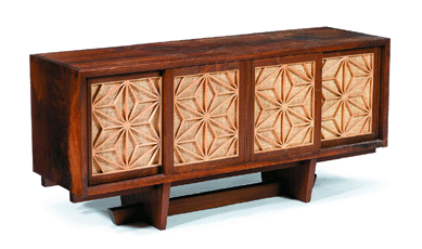 George Nakashima's Odakyu cabinet with Asa-no-ha sliding doors fetched $28,600. 