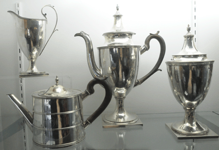 The rare tea service by Carlisle, Penn., maker George Hendel had been discovered in a storage unit, part of a consigned estate. It sold for $93,600.