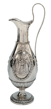 After a design by James Wyatt (English, 1746‱813), covered jug, 1775‷6, silver, made by Boulton and Fothergill, Soho, Birmingham, England, gift from James C. Codell Jr Collection.