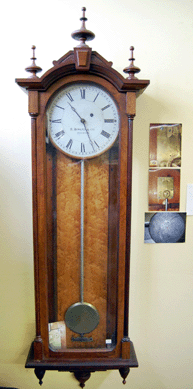 The highlight of a selection of clocks was this 71-inch E. Howard Regulator walnut wall clock, No. 59, which was $24,150 to an area dealer.