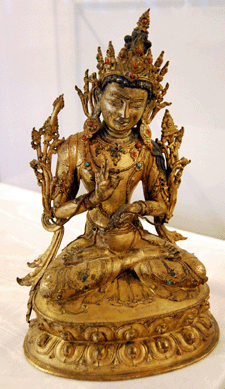 A Sixteenth Century Tibetan gilt bronze image of the Buddha of the Future Manjushri sold for $56,288.