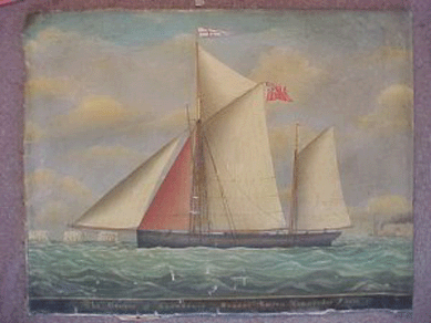 Maybe the best buy of the night, an unsigned oil on canvas of a ship in full sail sold for $3,656. 