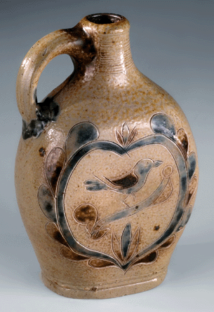 Flask, Crolius or Remmey Potteries, New York City, circa 1780.