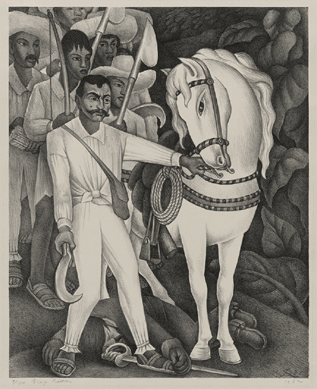 Diego Rivera (Mexican, 1886‱957), "Zapata,†1932, lithograph. Museum of Fine Arts, Boston, gift of W.G. Russell Allen. ©2009 Banco de Mexico Diego Rivera & Frida Kahlo Museums Trust, Mexico, D.F. / Artists Rights Society, New York. ⁍useum of Fine Arts, Boston photo