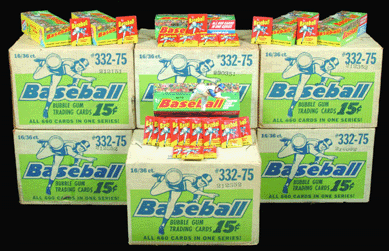 Topps 1975 "Mini Wax†cases: 26 unopened cases with an original cost of less than $1,000 sold for a total of $307,000.