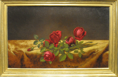 The auction was led by a Martin Johnson Heade still life, "Roses Lying On Gold Velvet,†an oil on canvas measuring 12 by 20 inches, that sold for $132,000.