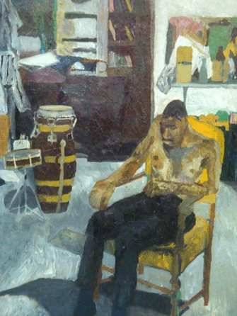A 1960 self-portrait by Bob Thompson was the sale's leading lot, going to a Manhattan dealer for $47,000.