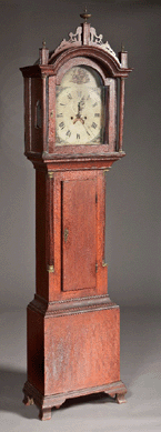 The North Shore Massachusetts birch tall clock sold for $10,350.